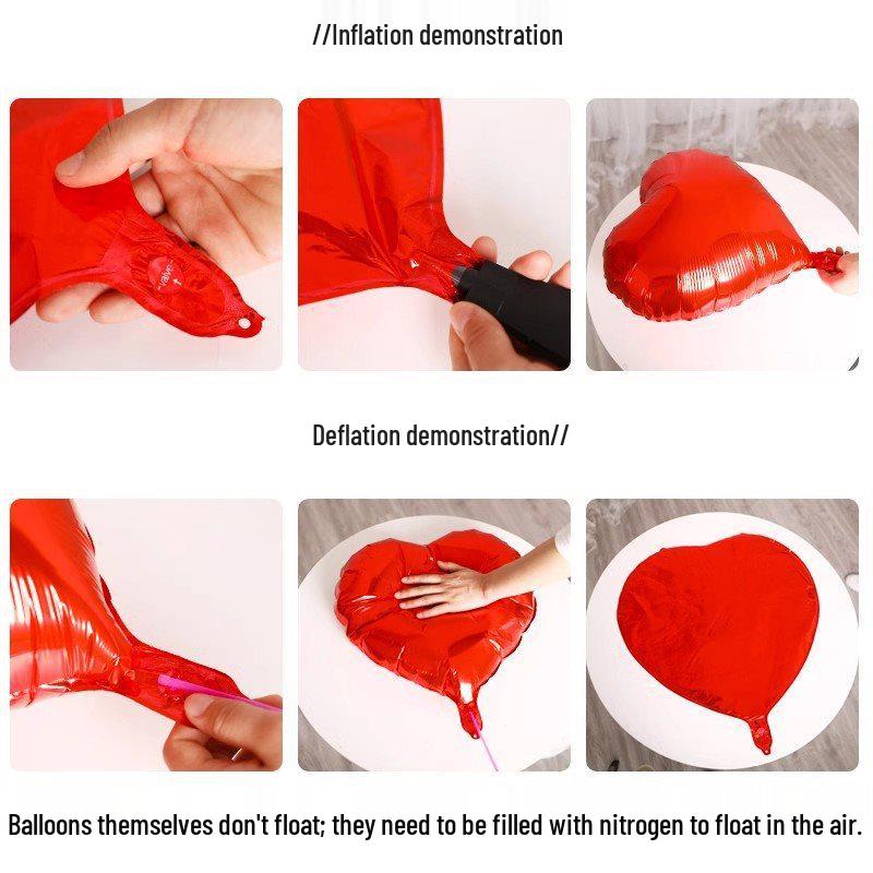 Heart-Shaped Love Aluminum Balloons for Weddings, Engagements, Birthday Decorations, and Romantic Occasions.