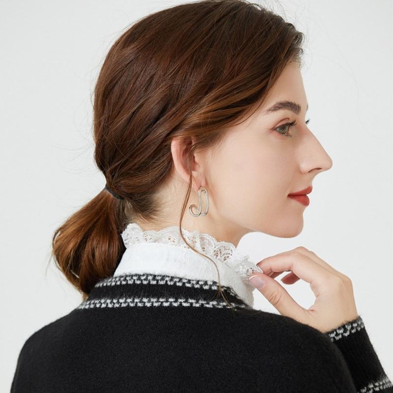 Lace Ruffle Faux Collar Decorative Collar for Dress Suit Removable False Collar Universal Shawl Elegant Sweater Collar