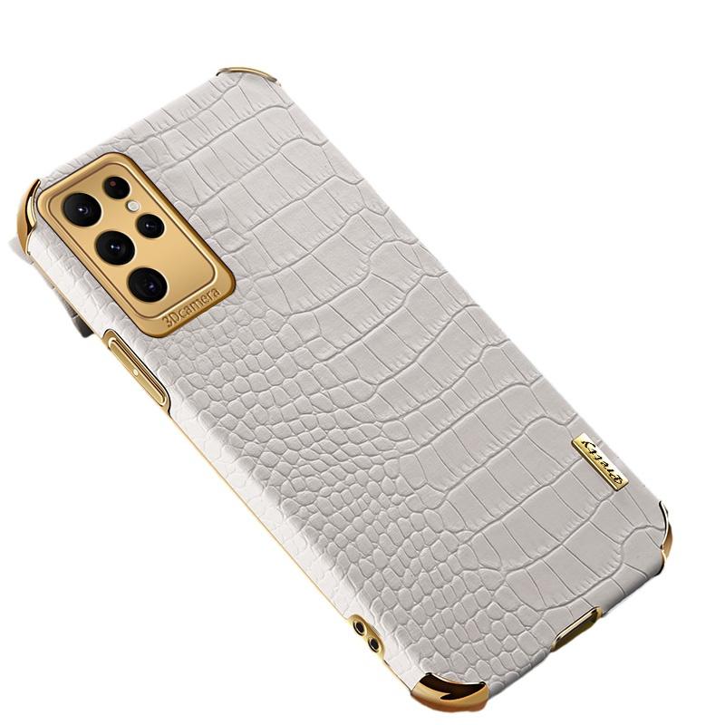 For Samsung Galaxy S23 Ultra Cell Phone Case Electroplating Crocodile Texture Back Cover