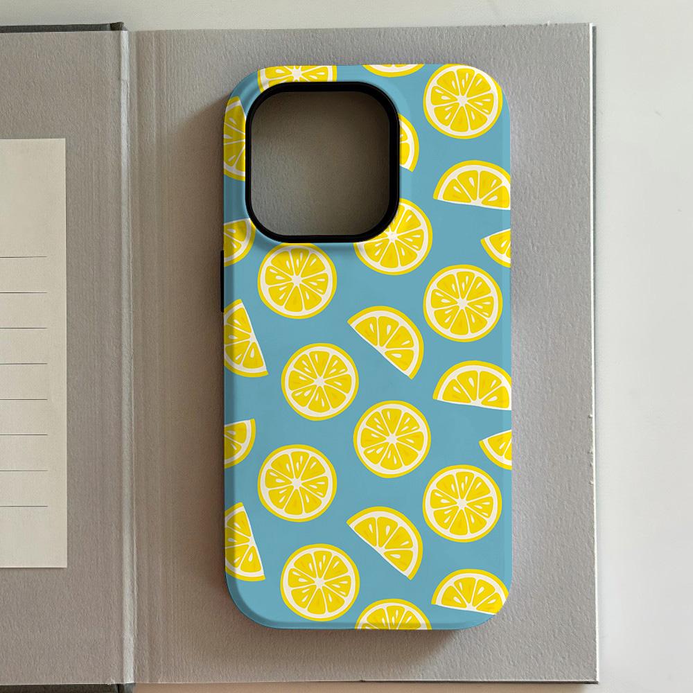Luxury and Enticing Lemon Slices Phone Case for iPhone 17 16 15 14 13 12 11 Air Pro Max Plus Luxury Double-layer Back Cover