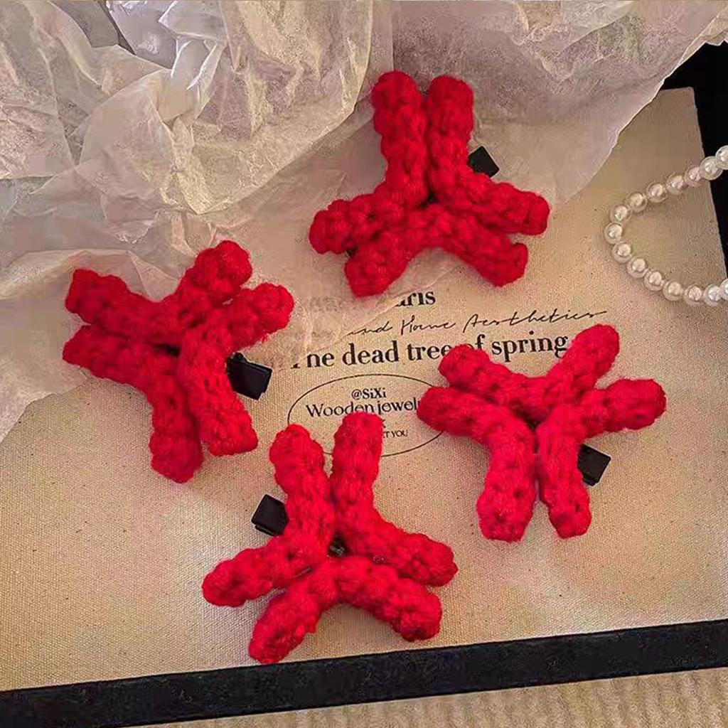 1pc/2pcs/4pcs  New Angry Hair Clip Novelty Duckbill Clip Crochet Yarn Headband Side Clip