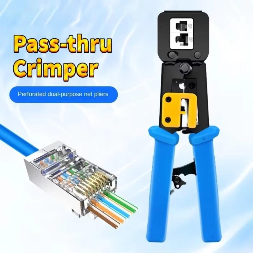 Portable Hand Network Tools Pliers Pass Through Crimper Tongs Clip  for Networking Telephone