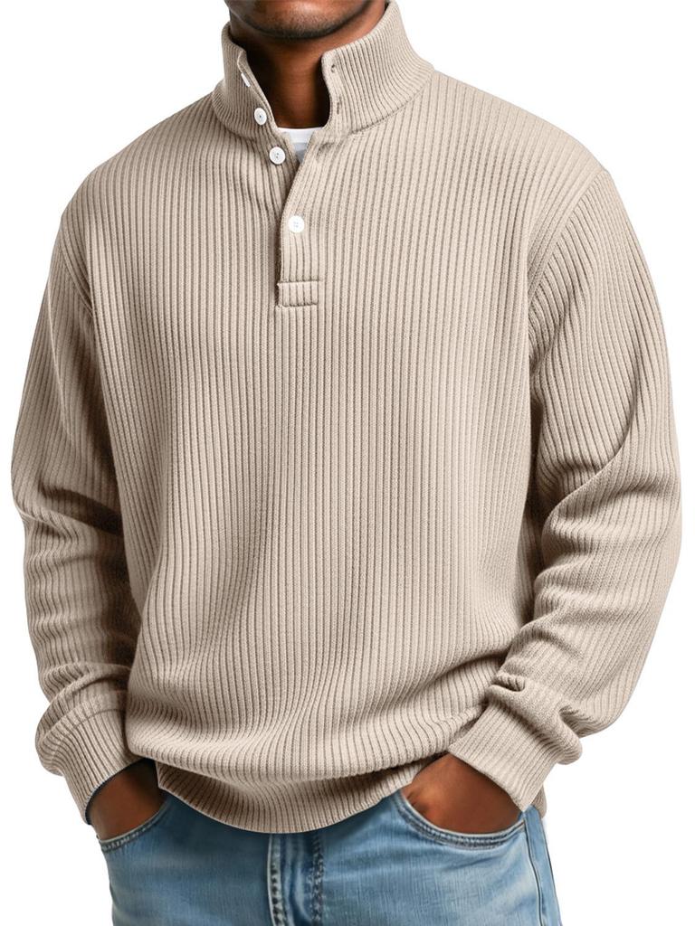 2024 Herren Retro Europa 4-Knopf Henley Shirt, 3D Digitaldruck, Langarm, Lockerer Schnitt Mode Sweatshirt