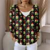 Women's Fashion Casual Knit Sweater Button-Up Christmas Print Cardigan Jacket