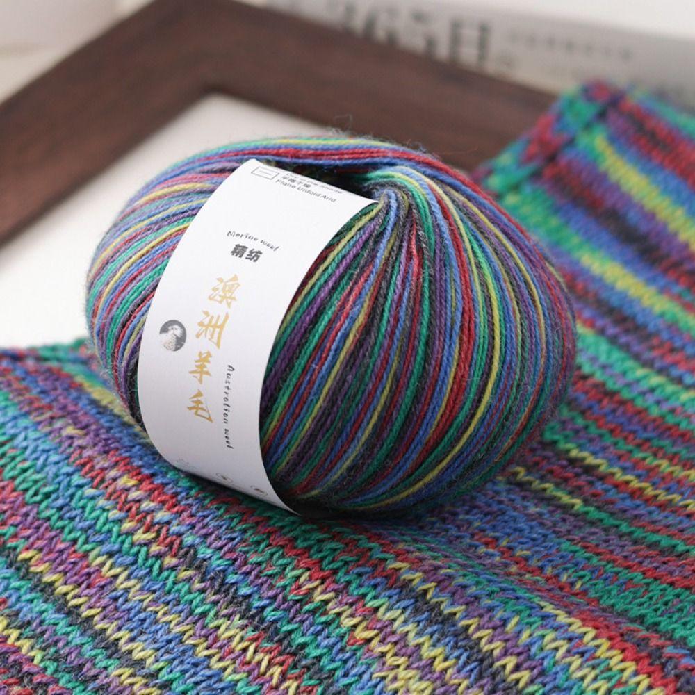 50g/ Roll Practical Gradient Color Wool Yarn Multicolor Knitting Long Velvet Yarn DIY Soft Knitting Yarn for Hat Sweater