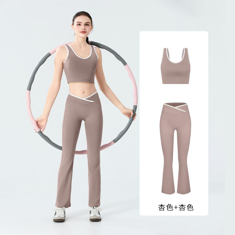 Dewey contrasting color small yoga suit women's suit with chest pad vest micro-pull pants tight quick-drying fitness sportswear