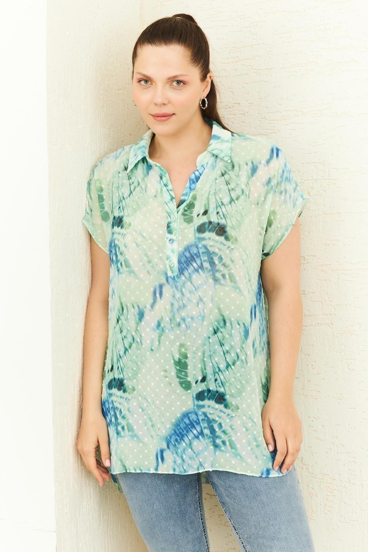 

Women s Style Plus Size Tunic Green Patterned Thin Tunic M