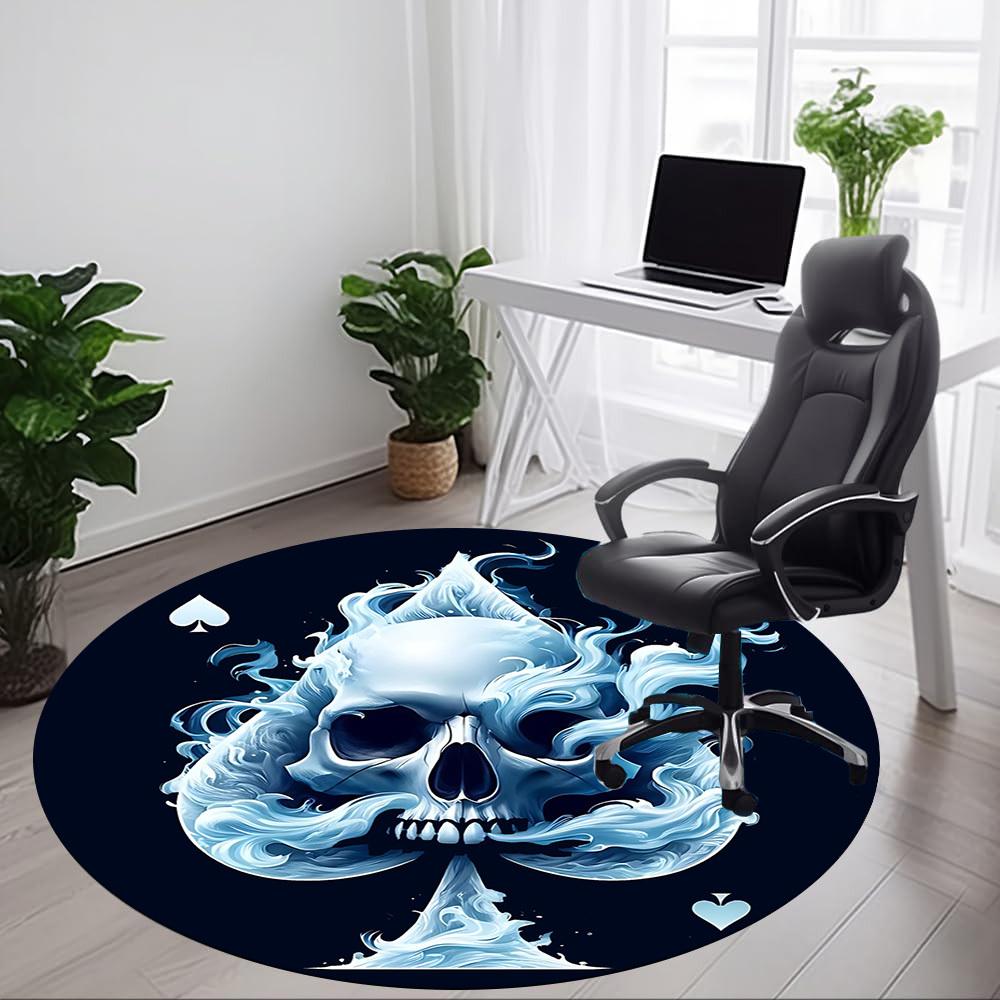 1pc Skull Ace Office Round Area Rug, Under Office Chairs Bedroom Living Room Home Decor, Room Deco, Available in Various Sizes