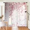 2PCS Digital Printed Curtains, Pink Flowers Hanging Branches Botanical, Window Curtains for Living Room Bedroom Home Decoration