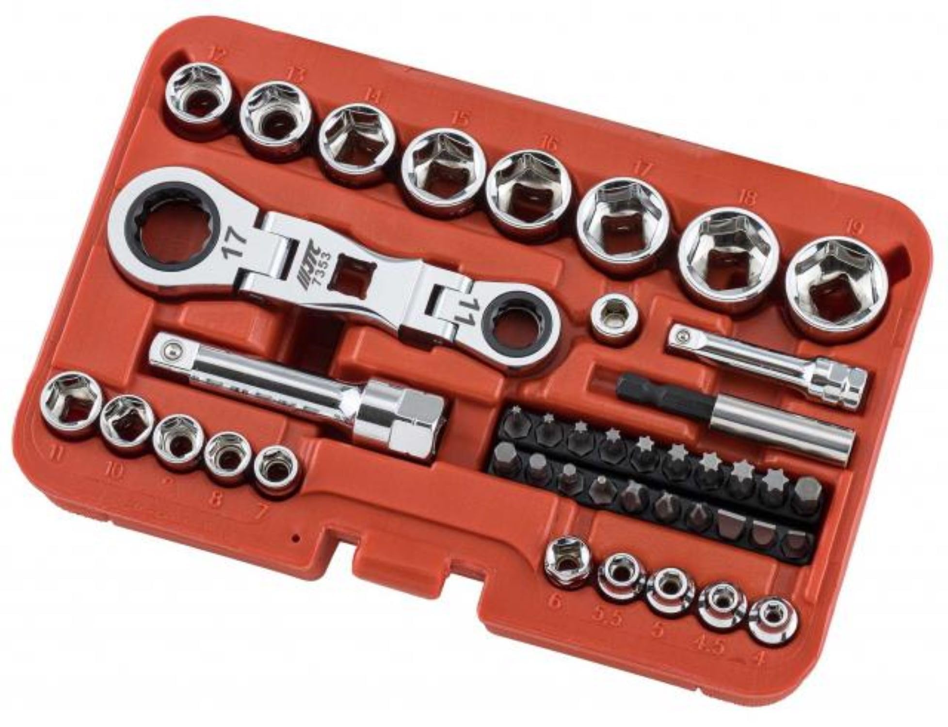 JTC AUTO Swivel Ratchet Socket Part JTC7353 TOOLS/43PCS Double-Ended Set, Number жёлтый