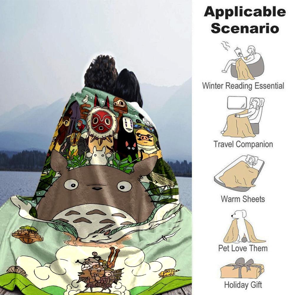 Fantasy Forest Adventure Flannel Blanket Super Soft Warm Cozy Blanket For Sofa Bed Office Travel Allseason Home Decor Gift