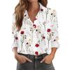 Women's Shirt With Floral Print Buttons, Long Sleeved Casual Regular Shirt Blouses Casual Plus Size Basic Tops