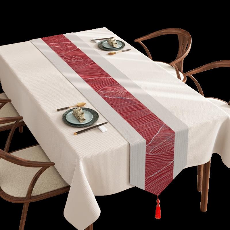 1pcs New Chinese Style Zen Tea Flag Cotton and Linen Waterproof Long Table Runner Tea Table and Dining Table Dual-use Cover Cloth with Tassels