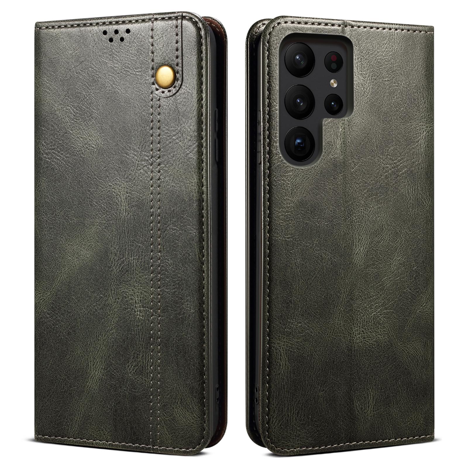 

For Samsung Galaxy S24 Ultra Case Shockproof PU Leather Wallet Stand Cell Phone Cover Green