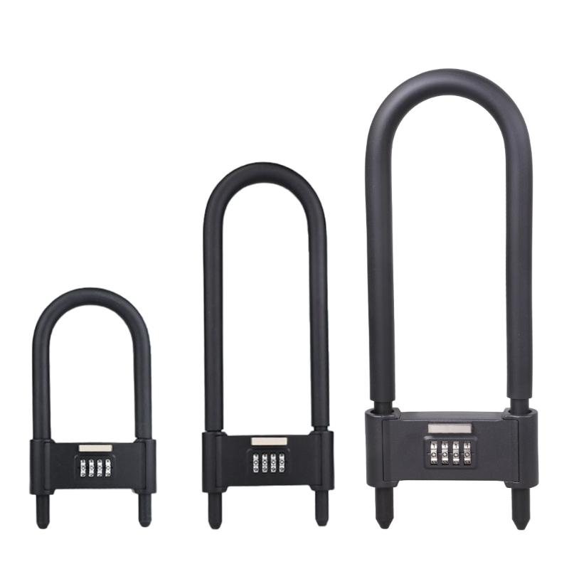 4 Digit Combination Lock Long Shackle Padlock AntiShear Extended Bicycles Lock Aluminum Alloy AntiTheft Lock Enduring