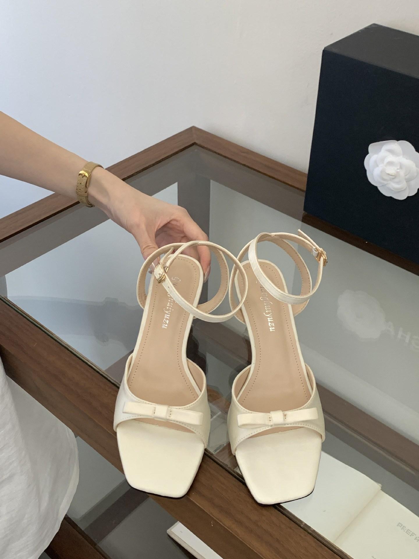 

Ankle Strap Bow High Heel Cool Slippers Stiletto Open Toe Sandals Women S Summer Skirt High Sense 40
