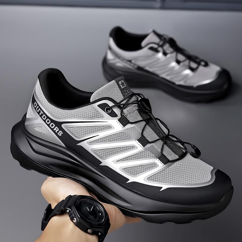 Mode Freizeitwandern Herren Wanderschuhe Rutschfeste Outdoor-Sneaker Schnürung Laufende Mesh-Schuhe Rutschfeste Herren Freizeit-Schuhe Weiche Sneaker