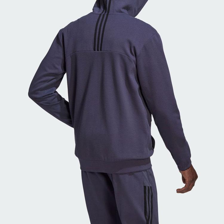 Adidas Aeroready Yoga Full-Zip Hoodie Striped Logo Print Sports Jacket Men Hoodies Dark-Blue HL2402