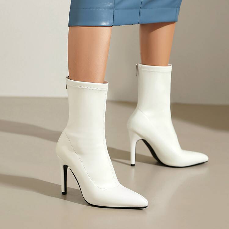 Strong autumn and winter new classic black pointed thin heel thin short boots temperament high heel elastic boots