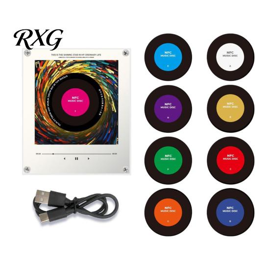 Decorative Acrylic Fridge Magnet Magnetic Refrigerator Music Player, NFC Enabled Vinyl Record Magnet, Home Kitchen Box with LED Light, Decoration for