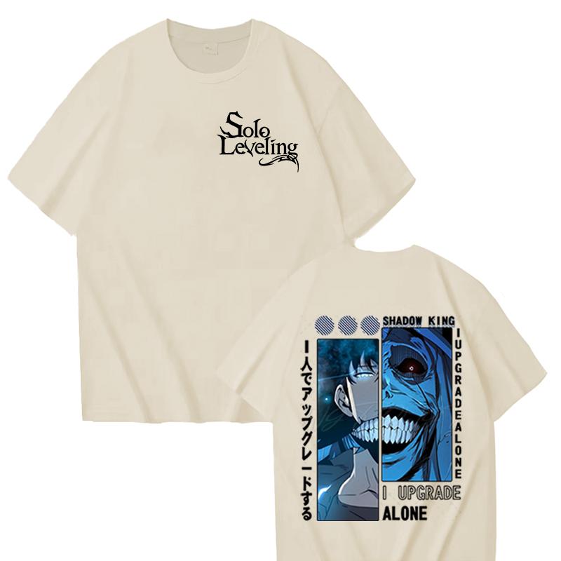 Anime Solo Leveling Cotton T-shirt Sung Jin-woo Print Men Women Clothes Solo Leveling Anime Manga Street Style Harajuku Male Top