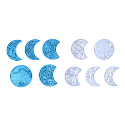 5Pcs Moon-phase Combination Mold Wall Ornaments Drop Glue Mold Diy Wall Pendant Desktop Decoration Epoxy Silicone Mold