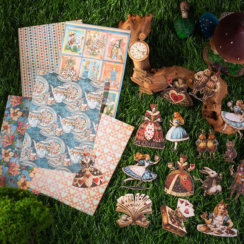 25 pcs Alice theme DIY collage dceorative paper Scrapbooking Material handmade Diary Album Junk Journal Supplies