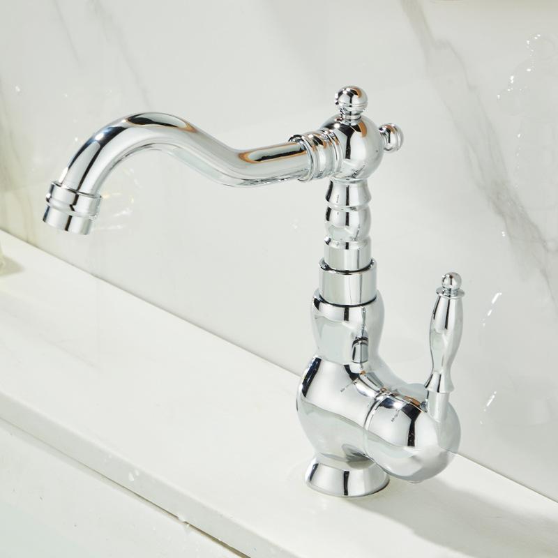 European Style Gold Basin Faucet Chrome Hot and Cold Mixers Antique Wash Basin Faucet Taps The Basin 360 Rotating Faucet