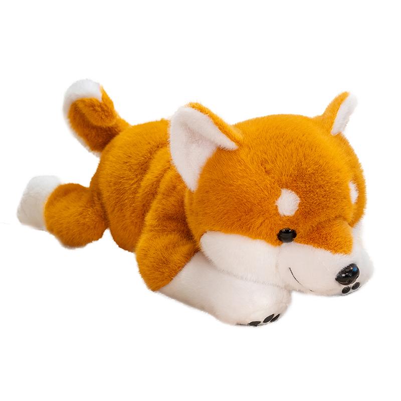 

Anime Shiba Inu Dog Plush Toy Soft Stuffed Lying Puppy Cartoon Throw Pillow Bed Nap Cushion Gift 30cm коричневий