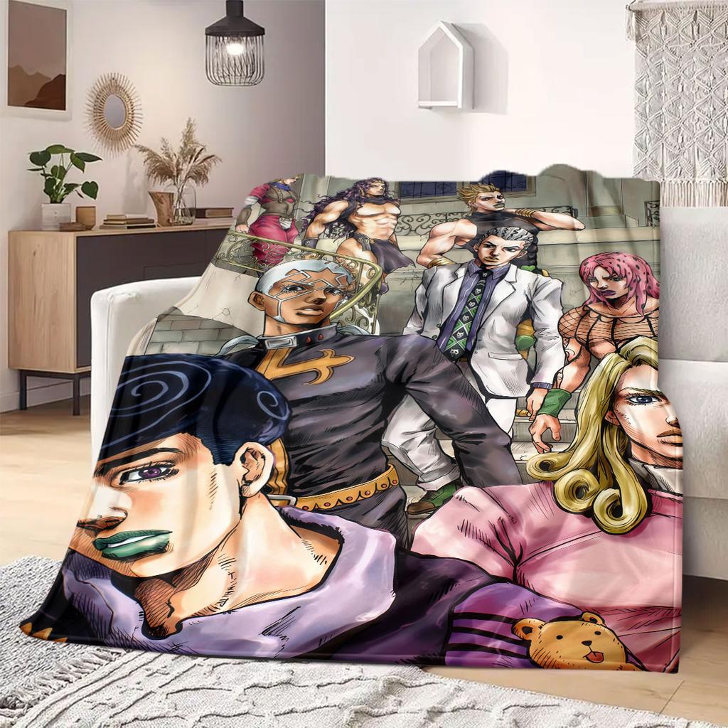 JOJO anime Flannel Blanket Warm,Comfortable,Suitable for Bedrooms,Sofas,Beds,Chairs,Picnics,Travel