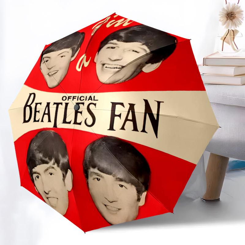 1pc Beatles Fan Automatic Open/Close Umbrella Folding Umbrella, 8-Rib Sturdy Bones, Portable Compact Perfect Gift for Birthday, Christmas 0809180