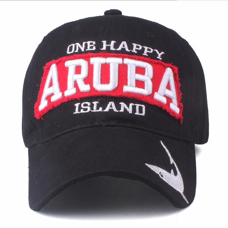 New Fashion ARUBA Shark Embroidery Baseball Cap Men Women One Happy Island Letter Sport Casual Cotton Sun Dad Hat Headwear Cap