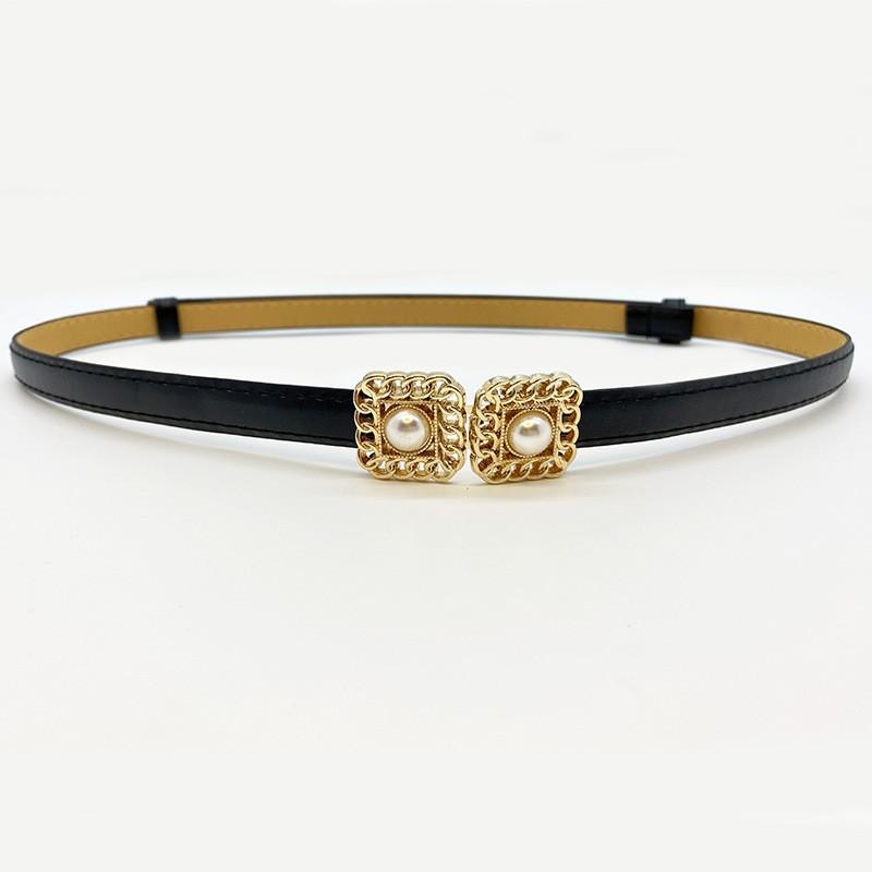 Skirt decorative belt for women fashion casual pearl buckle imitation leather adjustable belt waist seal for women