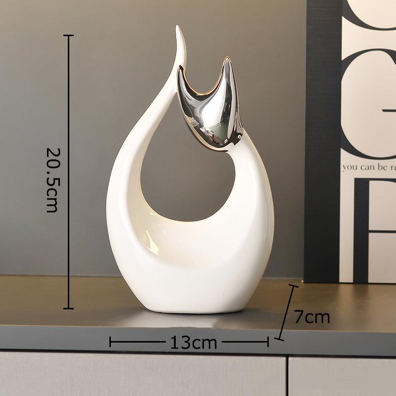 Sztuka Abstrakcyjna Ceramiczny Posążek Kotka Białe Ozdoby Zwierzęce Dekoracja Biurka Porcelanowa Rzeźba Kota Estetyka Wystroju Pomieszczenia