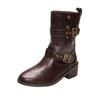 Western Cowboy Boots 2025 New Autumn Vintage Martin Boots Maillard Brown Boots Thick Heel Platform Short Boots Women