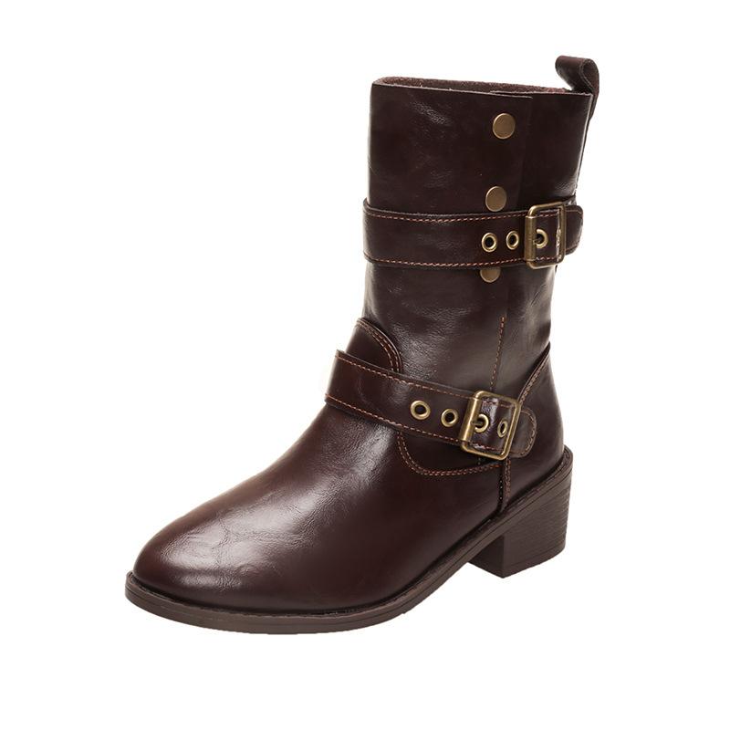 Western Cowboy Boots 2025 New Autumn Vintage Martin Boots Maillard Brown Boots Thick Heel Platform Short Boots Women