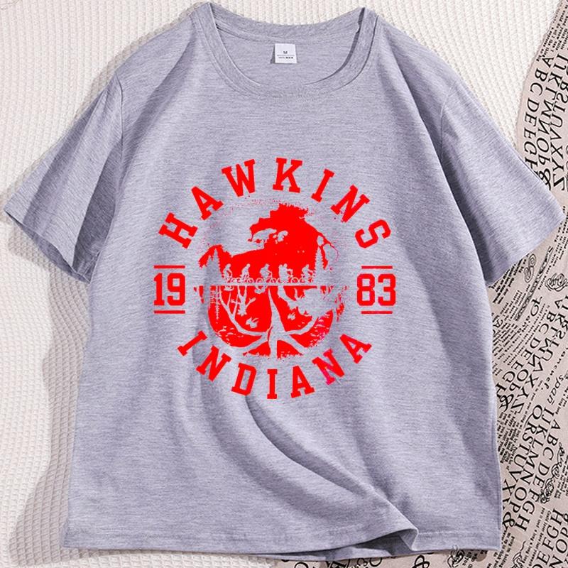 Hawkins 1983 Indiana Tričko pro Muže Ženy Vzhůru nohama Tričko Milovník Filmů Tričko Ležérní Kulatý Výstřih Bavlna Krátký Rukáv