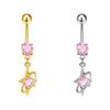 Modische Rosa Kristall Krone Bauchnabelringe Edelstahl Langes Anhänger Schmetterling Herz Bauchnabelpiercing Für Frauen Schmuck