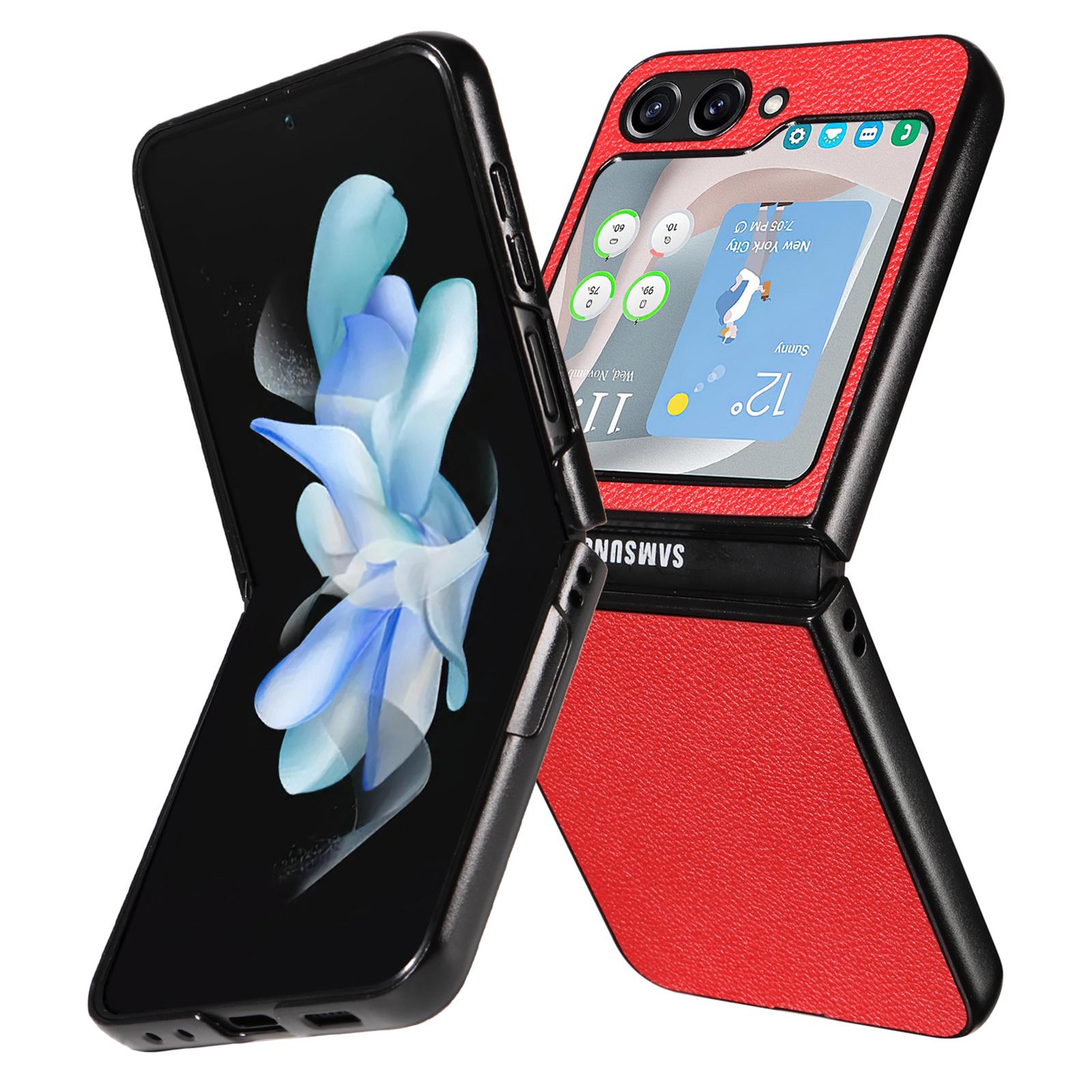 

For Samsung Galaxy Z Flip7 FE 5G/Z Flip6 5G Case Litchi Texture Leather+Hard PC Phone Cover D