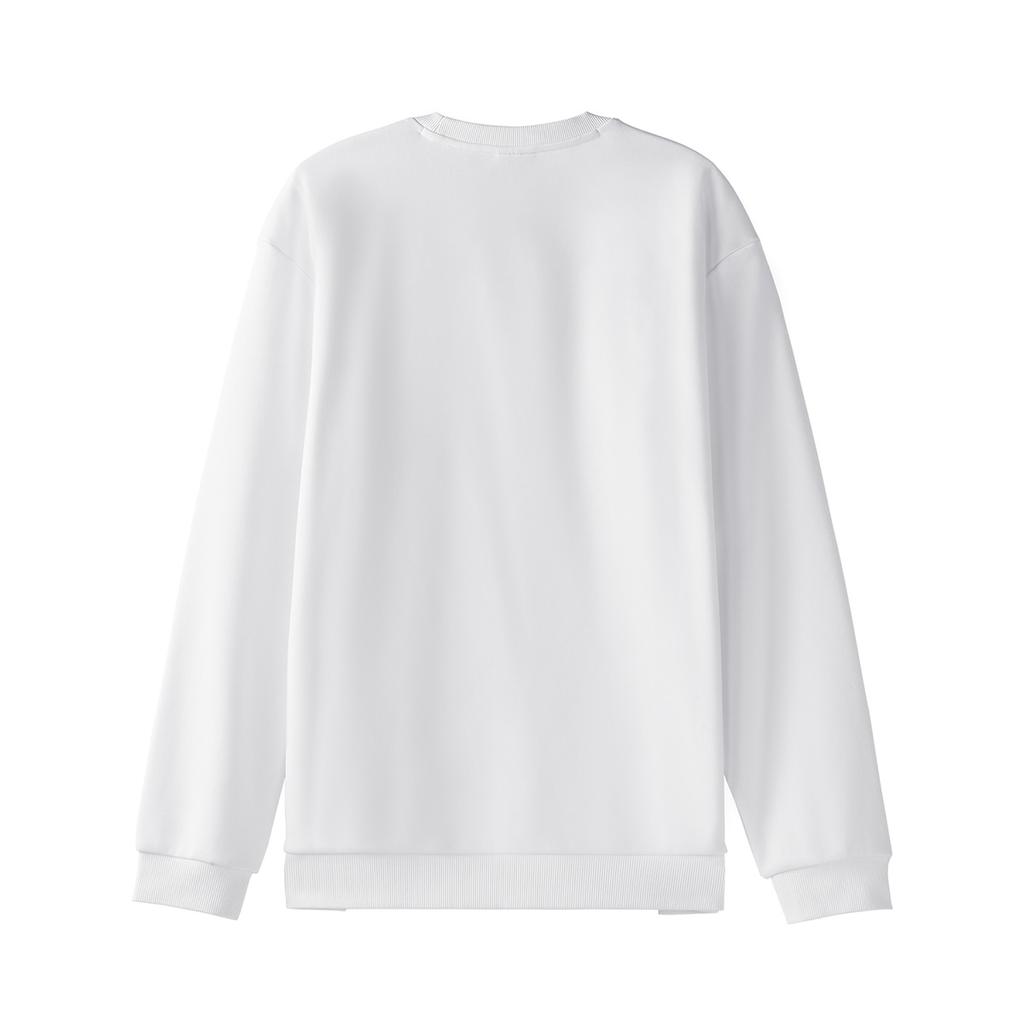 Li Ning Sweatshirts Men's White Fleece Lined Crew Neck Thickened Regular AWDVH11-2