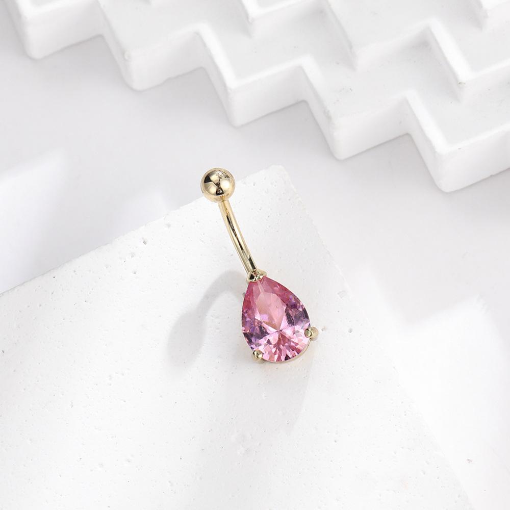 Anello Ombelico a Forma di Cuore Ornamento Goccia d'Acqua 14G Bilanciere Piercing Ombelico Pendente Belly Nombril Piercing Gioielli Donna