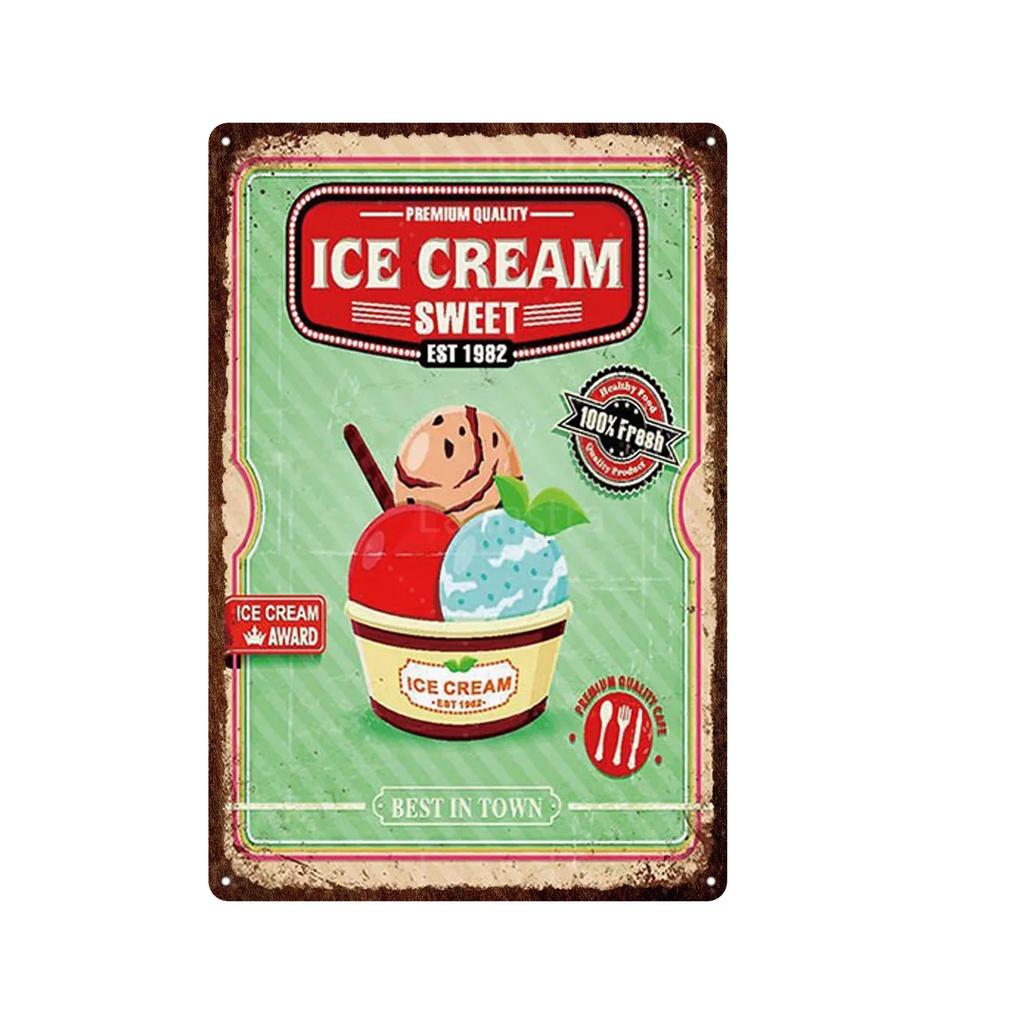 Soft Serve Ice Cream Iron Poster Painting Tin Sign Vintage Wall Decor for Cafe Bar Pub Home Beer Decoration Crafts