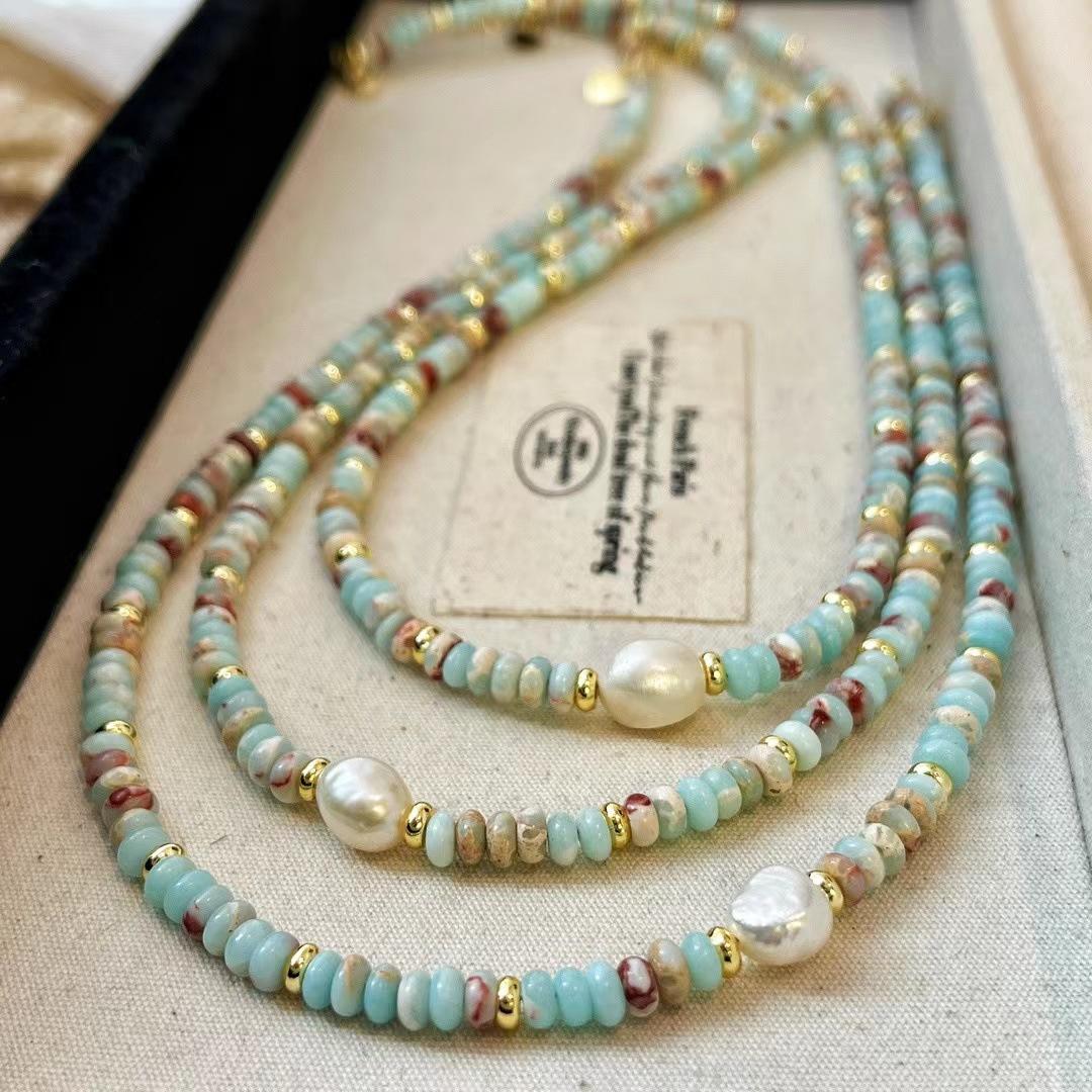 

Color Beaded Necklace Women S Freshwater Pearl 2024 New Light Luxury Niche Collarbone Neck Chain Shoushan Stone