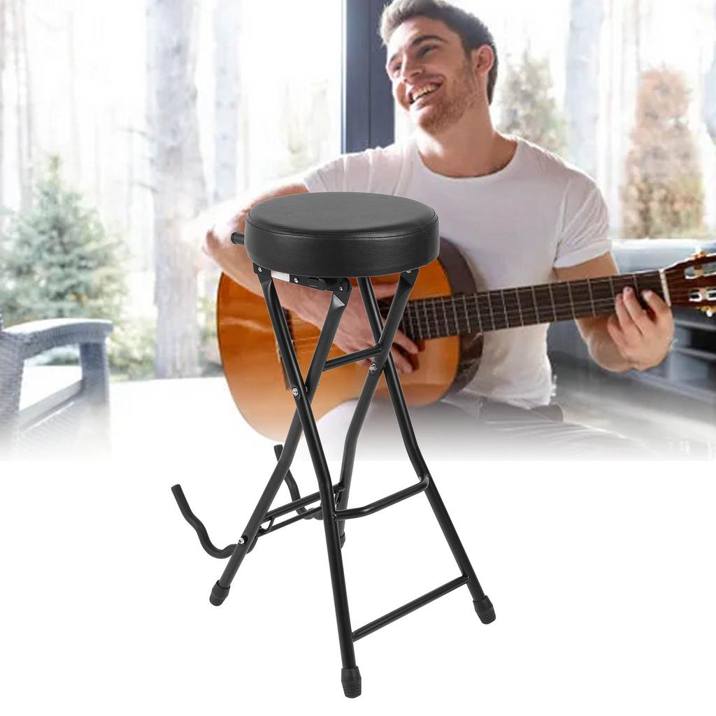 Foldable Guitar Stool 29.1in Height Guitar Chair Seat with Padded Cushion Built in Stand