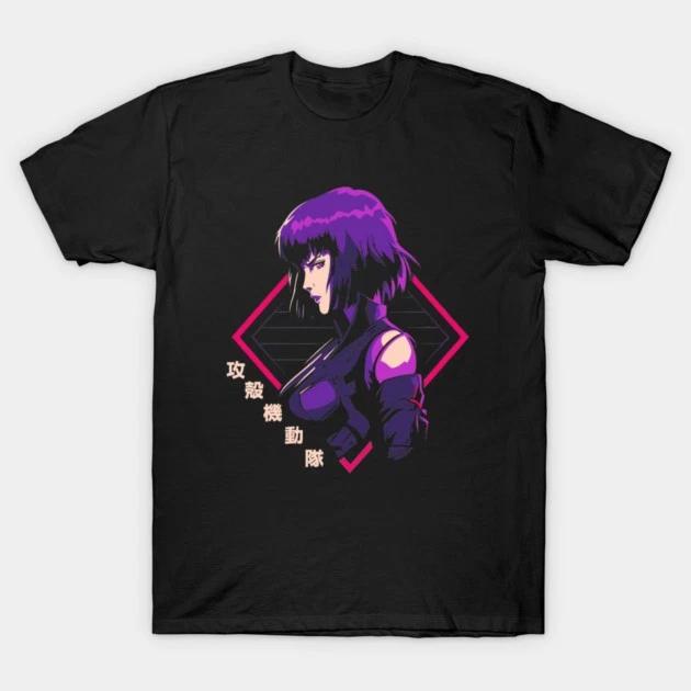 Gits Major Motoko Kusanagi Ghost In The Shell Anime Waifu Black Tshirt V16 S