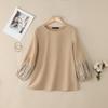 ZANZEA Women Casual Round Neck Loose Splice Long Sleeve Blouse