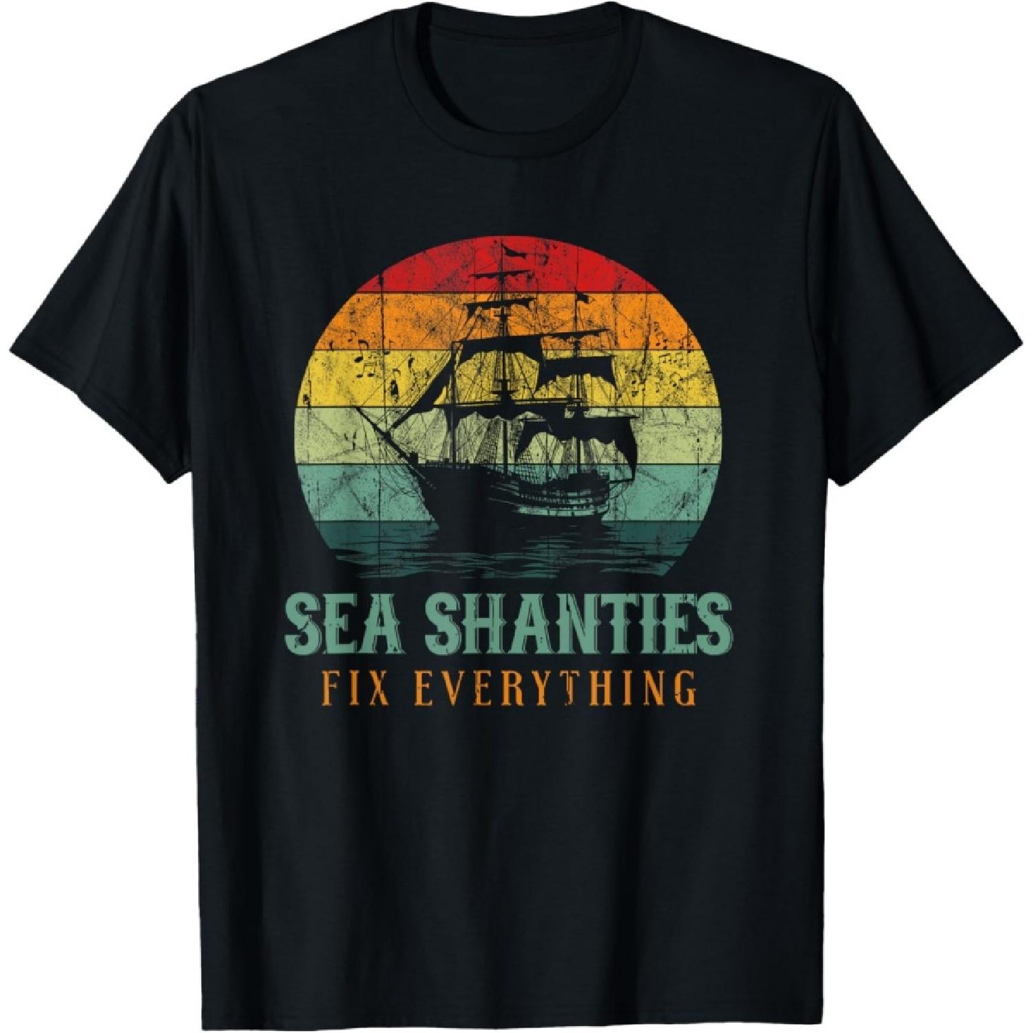 

Sea Shanties Fix Everything Sea Shanty Ship Retro T-Shirt XXXXXL чорний