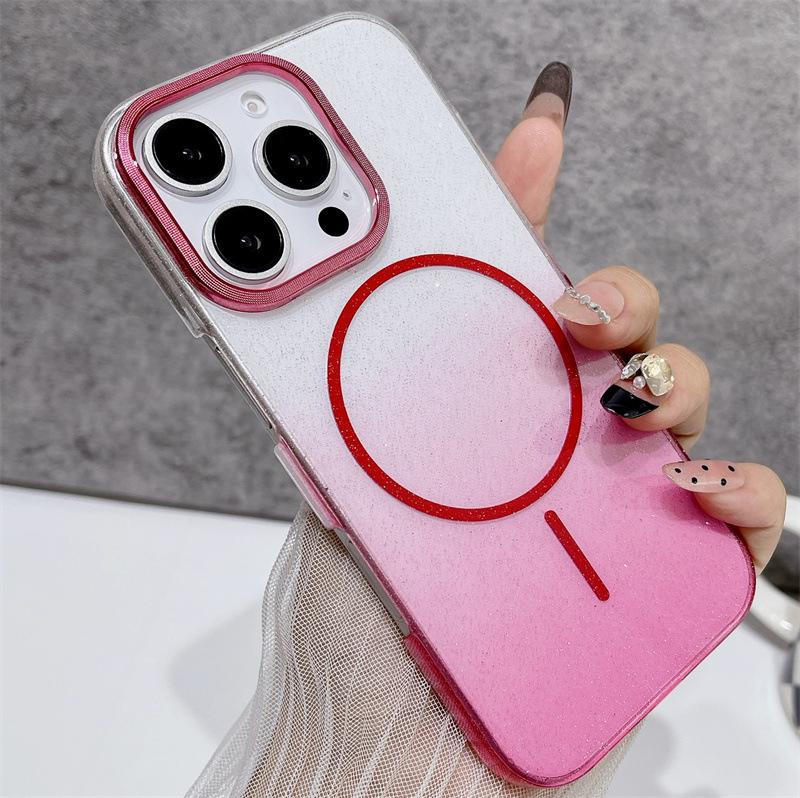 Glitter Magnetic Transparent iPhone Case for Models 14 to 17 Air/Pro Max 17