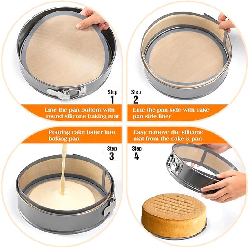 Silicone Round Baking Mat Air Fryer Oven Baking Sheets Non-Stick Baking Liners Reusable Bake Dish For Cake Pizza Pastry Cookie