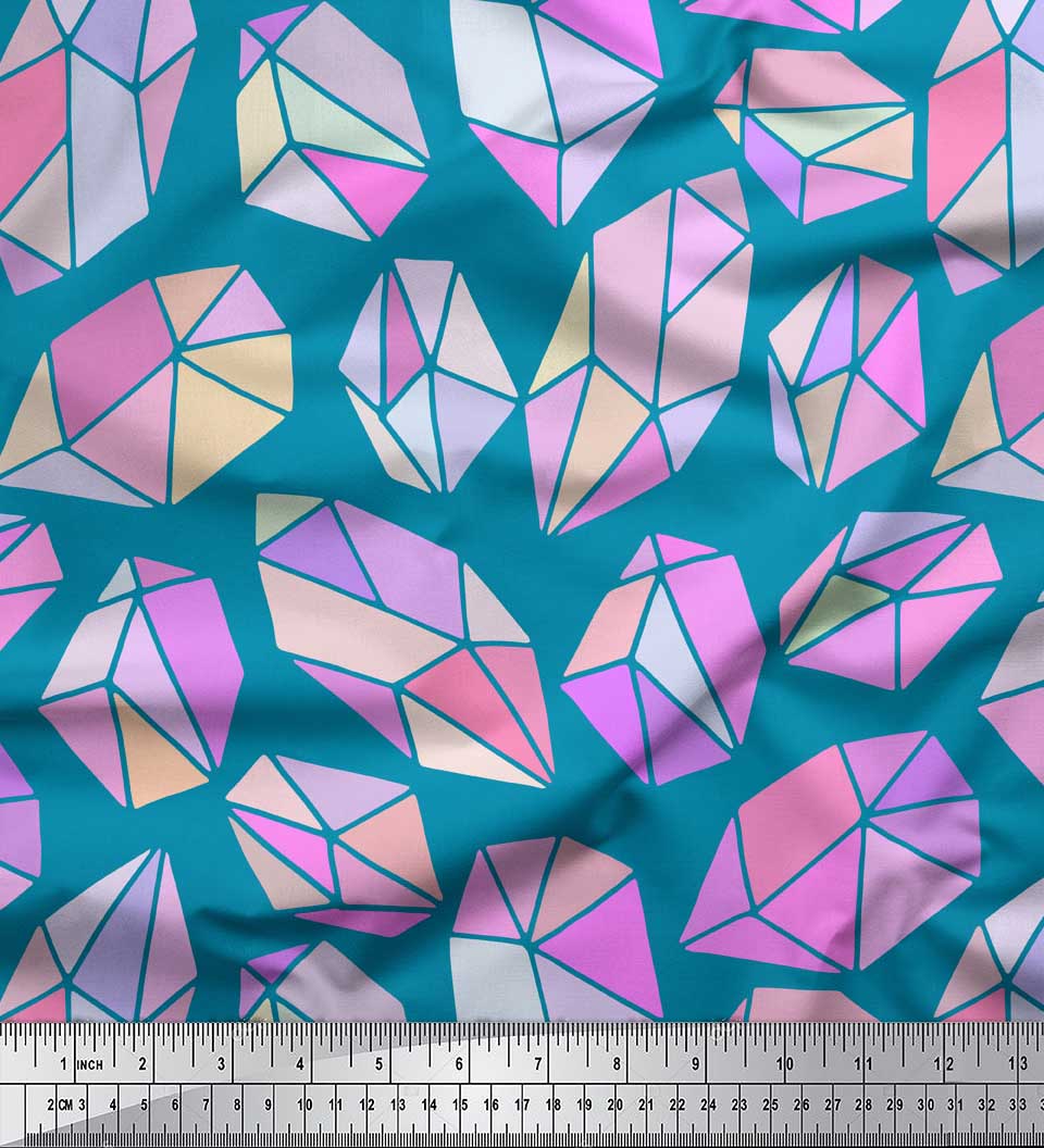 

Soimoi Red Японія Креп Сатин Тканина Кришталевий камінь Геометричний декор Тканина Надрукований метр 42 дюйма 42 Inch Wide - Poly Crepe синій